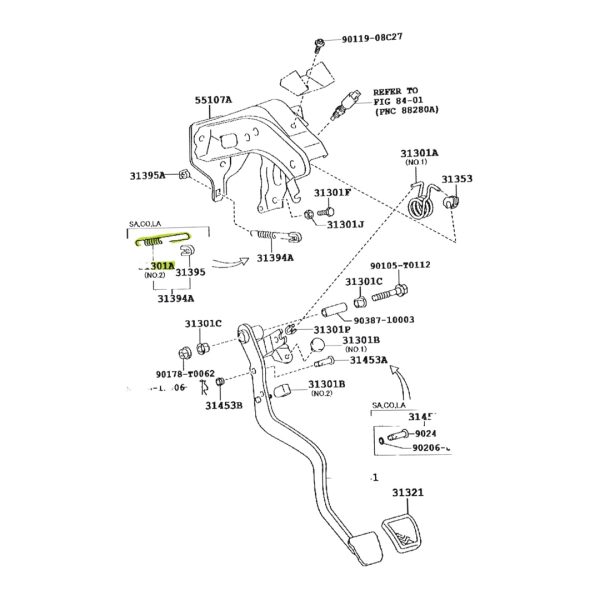 RESORTE DE PEDAL DE EMBRAGUE HILUX-SW4 2005-2023 ORIGINAL - Imagen 2