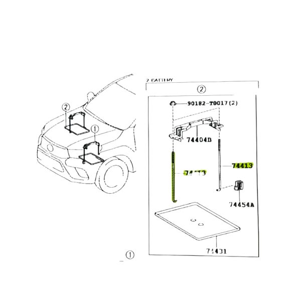 VARILLA SOPORTE BATERIA HILUX 2016-2024 REVO *lleva 2 por camioneta *Original - Imagen 2