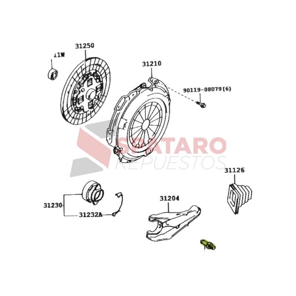 PIVOTE DE HORQUILLA EMBRAGUE HILUX 1992-2004 2.8-3.0 3L/5L TAIWAN - Imagen 2