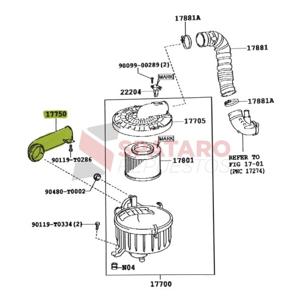 TUBO ENTRA DE AIRE HILUX 2005-2015 VIGO - Imagen 2