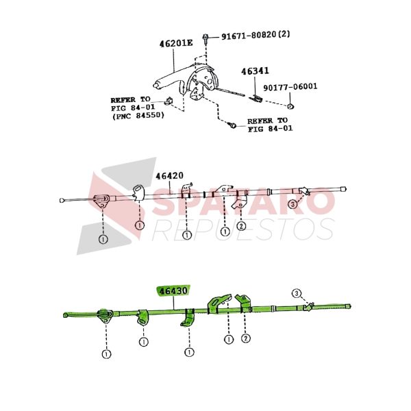 CABLE FRENO DE MANO ETIOS 2013-2024 5 PUERTAS IZQUIERDO - Imagen 2