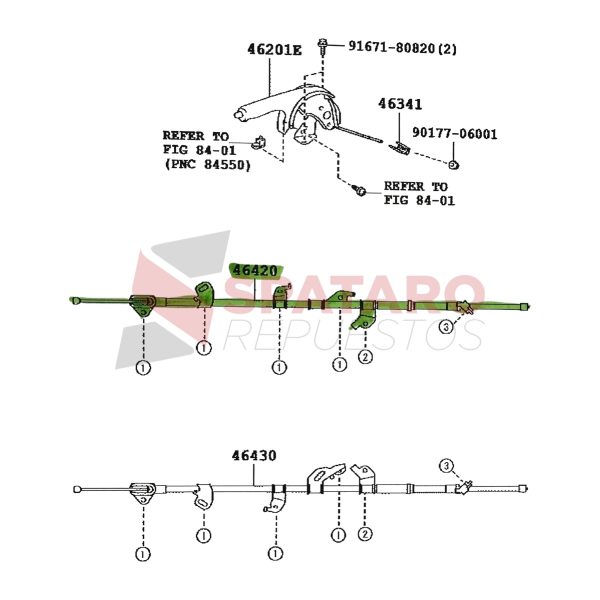 CABLE FRENO DE MANO ETIOS 2013-2024 5 PUERTAS DERECHO - Imagen 2