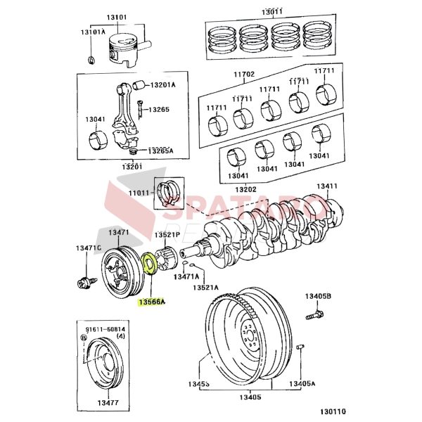 ARANDELA DE CIGUEÃ‘AL HILUX-4RUNNER 1992-2004 MOTOR 3L/5L - Imagen 2