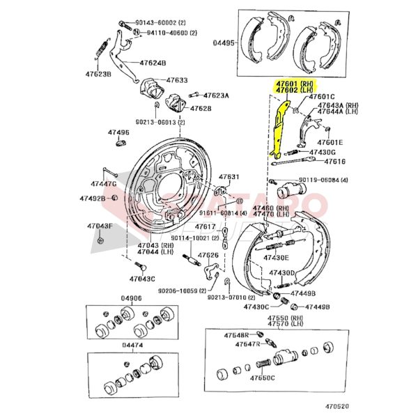 PALANCA FRENO CAMPANA HILUX 1996-2004 2.8-3.0//3L-5L IZQUIERDA - Imagen 2