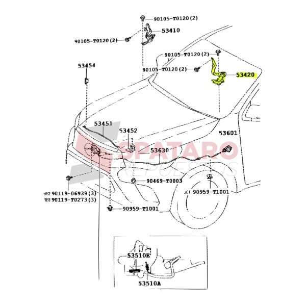 BISAGRA DE CAPOT HILUX-SW4 2016-2023 IZQUIERDA Revo Original - Imagen 2