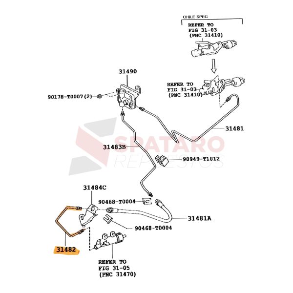 CAÑO DE BOMBIN DE EMBRAGUE HILUX-SW4  2005-2015 VIGO ORIGINAL - Imagen 2