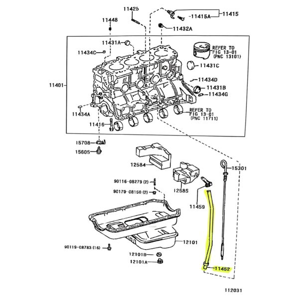 GUIA DE VARILLA DE ACEITE HILUX 2001-2004 MOTOR 5L ORIGINAL - Imagen 2