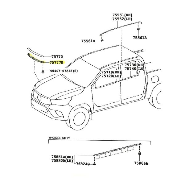 RETENEDOR DE MOLDURA DE CAPOT HILUX 2016-2020 - Imagen 2