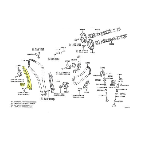 PATIN DE DISTRIBUCION  HILUX-SW4 2016-2024 1GD-2GD REVO TAIWAN - Imagen 2