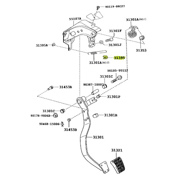 GANCHO RESORTE PEDAL HILUX-SW4 2005-2015 VIGO - Imagen 2