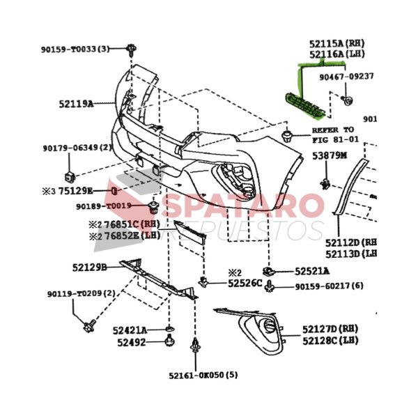 SOPORTE PARAGOLPE DELANTERO SW4 2016-2023 DERECHO Taiwan - Imagen 3
