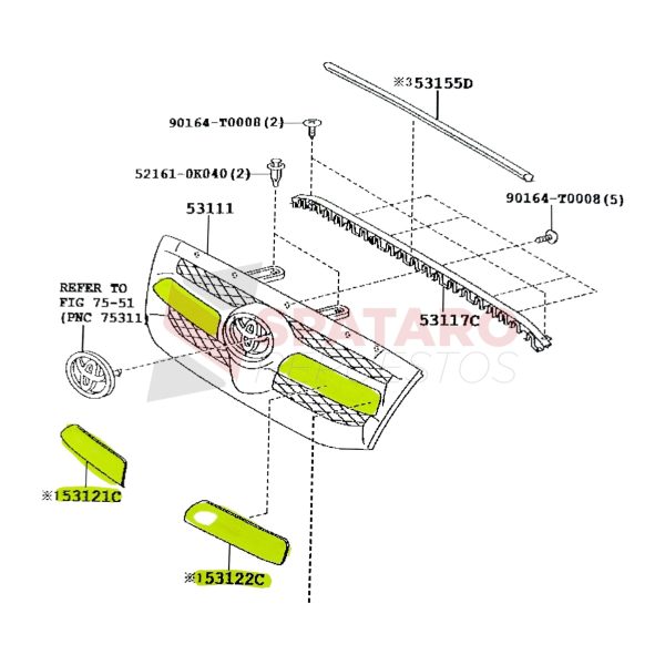 JUEGO MOLDURA PARRILLA CROMADA TOYOTA HILUX 2005-2008 - Imagen 3