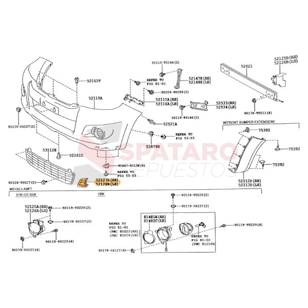 REJILLA TRIANGULO DE PARAGOLPE HILUX 2012-2015 DERECHA VIGO Nacional - Imagen 3