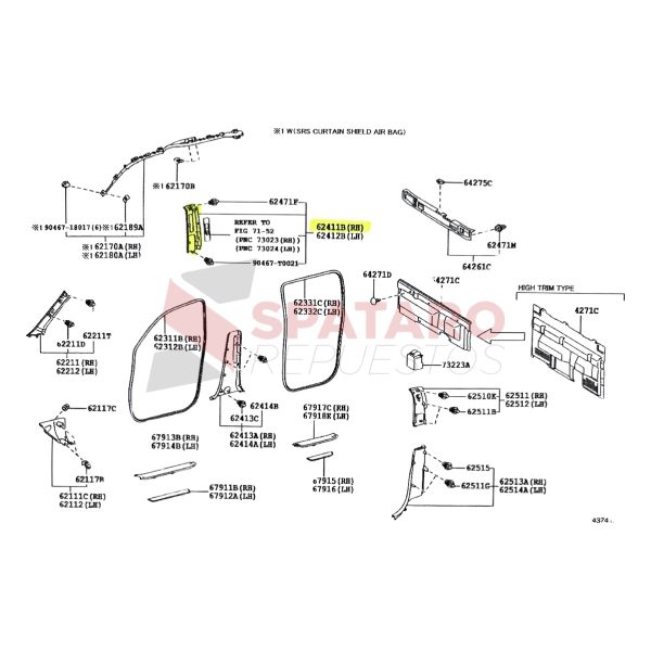 MOLDURA PARANTE CENTRAL SUPERIOR HILUX 2016-2023 DERECHA - Imagen 3