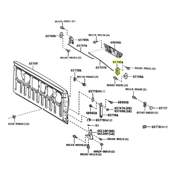 CERRADURA PORTON HILUX 2005-2008 /2016-2024 VIGO-REVO DOBLE CABINA IZQUIERDO TAIWAN - Imagen 3