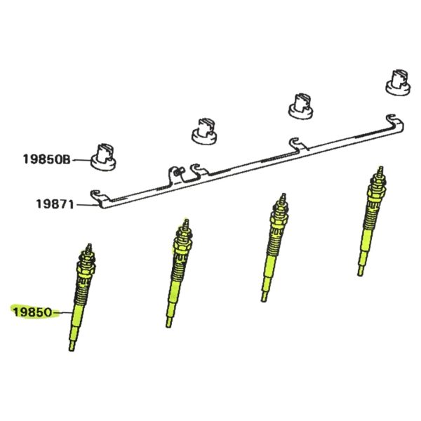 JUEGO X 4 BUJIAS DE PRECALENTAMIENTO HILUX-SW4 1998-2004 3.0 TURBO 1KZT-1KZTE *LARGO 10.4 CM* TW - Imagen 3