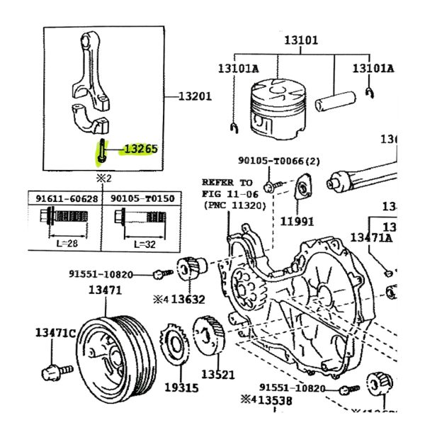 BULON BIELA HILUX-SW4 2005-2015  MOTORES 1KZT-1KD-2KD - Imagen 3