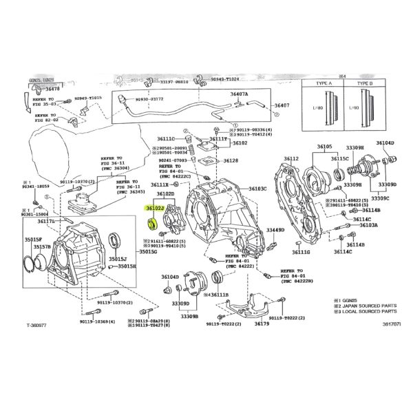 RETEN ENTRE CAJA-TRANSFERENCIA/ *LADO TRANSF*  HILUX-SW4 2005-2015 JAPON - Imagen 4