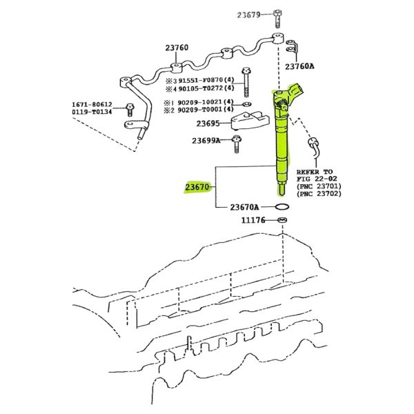 INYECTOR HILUX-SW4 2016-2023  1GD 2.8 CABEZA 72 Original - Imagen 3