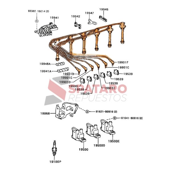 JUEGO DE CABLES DE BUJIA LAND CRUISER  1FZF / FZJ80   JAPON - Imagen 4
