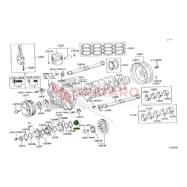ENGRANAJE DE DISTRIBUCION HILUX-SW4 2005-2015 2.5-3.0 1KD/2KD/1KZ - Imagen 4