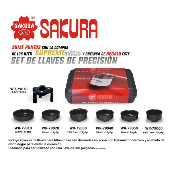 KIT DE SACAFILTROS DE ACEITE *7 piezas* Sakura - Imagen 4