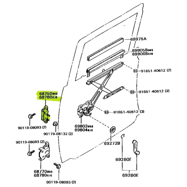 BISAGRA DE PUERTA HILUX 1992-2004 TRASERA SUPERIOR DERECHA - Imagen 4