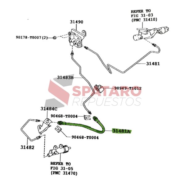 FLEXIBLE EMBRAGUE HILUX-SW4 2005-2015 VIGO Original - Imagen 5