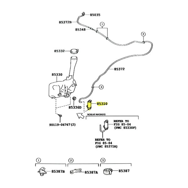 BOMBA LAVAPARABRISAS ETIOS SEDAN 2013-2023 4P/ BOMBA LAVALUNETA YARIS 2016-2018 - Imagen 6