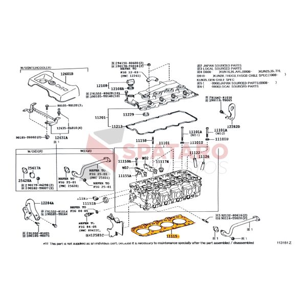 JUNTA DE TAPA DE CILINDROS HILUX-SW4 2005-2015 VIGO 3.0 1KD (0.85 mm altura )Taiwan - Imagen 2