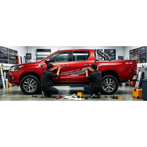 CALCO JUEGO DE FRANJAS TOYOTA HILUX 2016-2026 CABINA DOBLE - Imagen 2