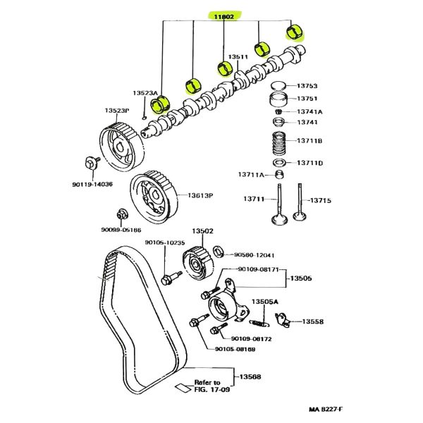 JUEGO DE  COJINETE ARBOL DE LEVA HILUX 1994-2004 3L/5L STD TAHIO - JAPON - Imagen 3
