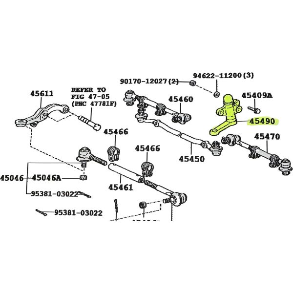 BRAZO AUXILIAR HILUX 1992-2001 4X2 2.8-3L 555 JAPON - Imagen 4