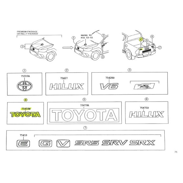 EMBLEMA "TOYOTA" PORTON HILUX 2016-2025 REVO SPT - Imagen 4