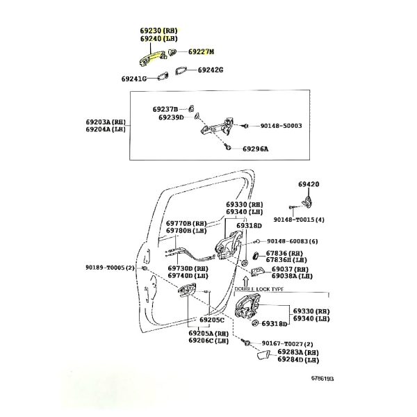 MANIJA PUERTA EXTERIOR TRASERA DER/IZQ = HILUX 2016-2026 DX SIN AGUJERO TAIWAN - Imagen 4